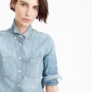 J Crew Chambray Shirt Perfect Fit Size M